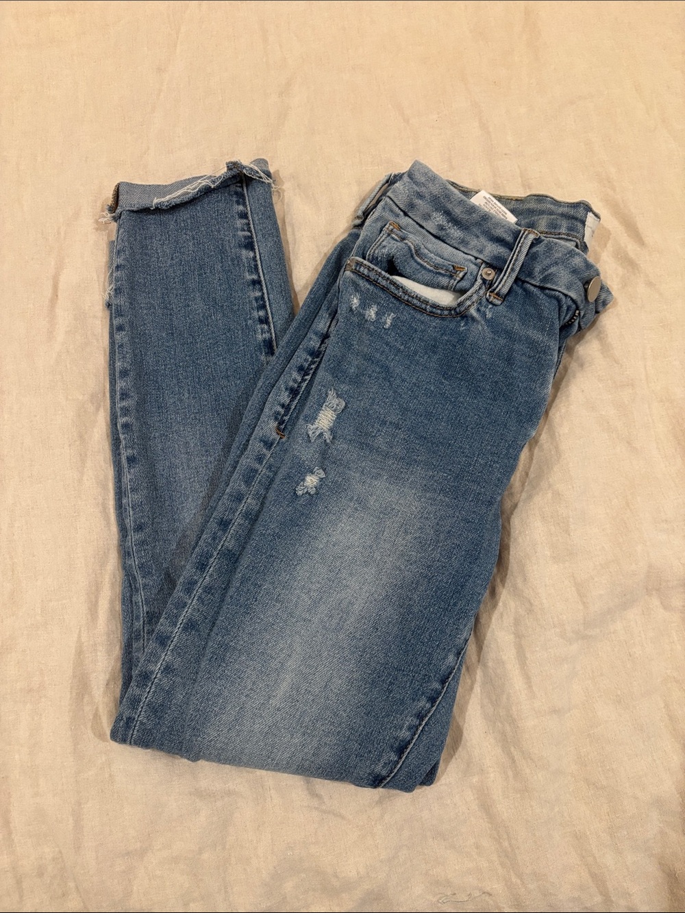 Dear John Light Blue Skinny Jeans with Distressed Detail